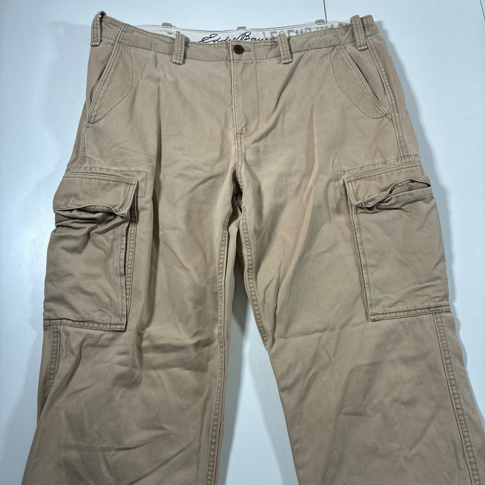 Eddie Bauer Cargo‎ Pants 38x31 Tan Legend Utility Workwear 90s Y2K (Tag 38x32)